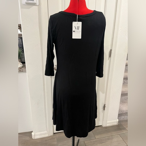 VIISHOW Womens Round Neck 3/4 Sleeves A-line Casual Tshirt Dress with Pocket - Picture 4 of 6